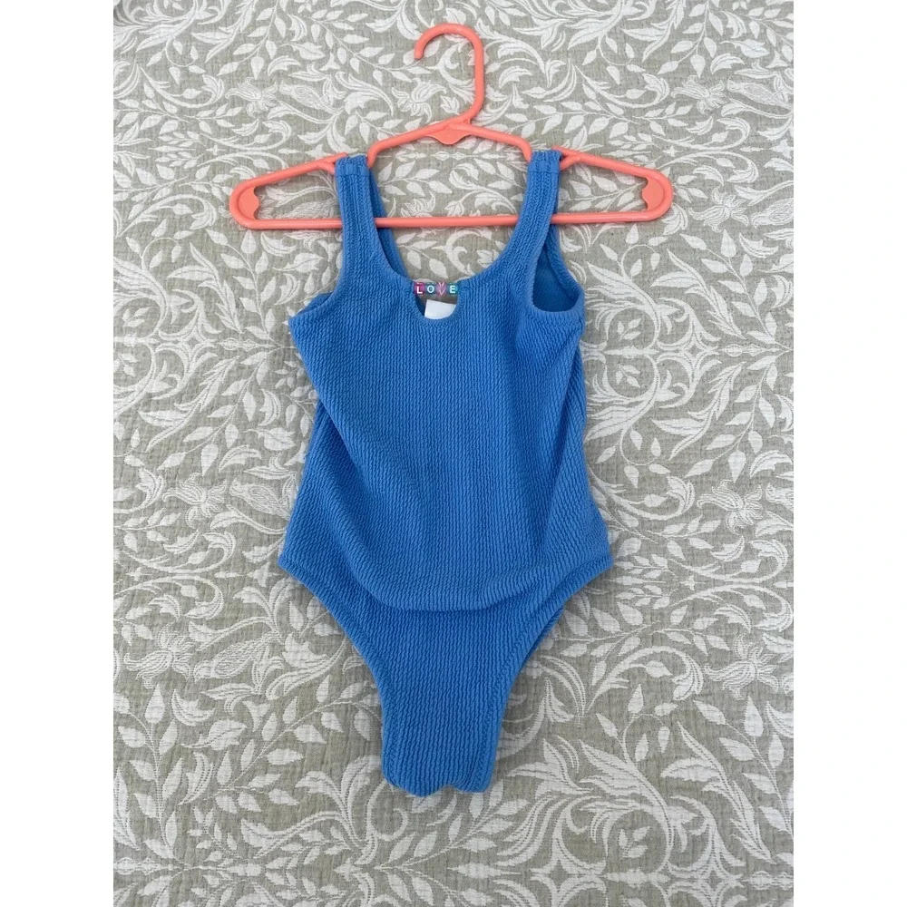 Zara Bathing Suit Girls One Piece Swim Size 3 Blue Smocked 